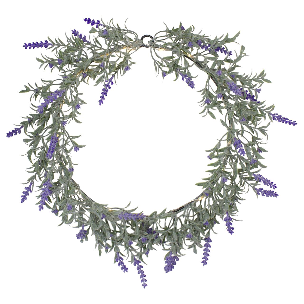 16" White LED Lighted Lavender Artificial Spring Wreath